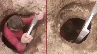 Yozgat’ın Sarıkaya ilçesinde, çiftçi Kamil Bayar’ın traktörünün bıçağına takılan büyük