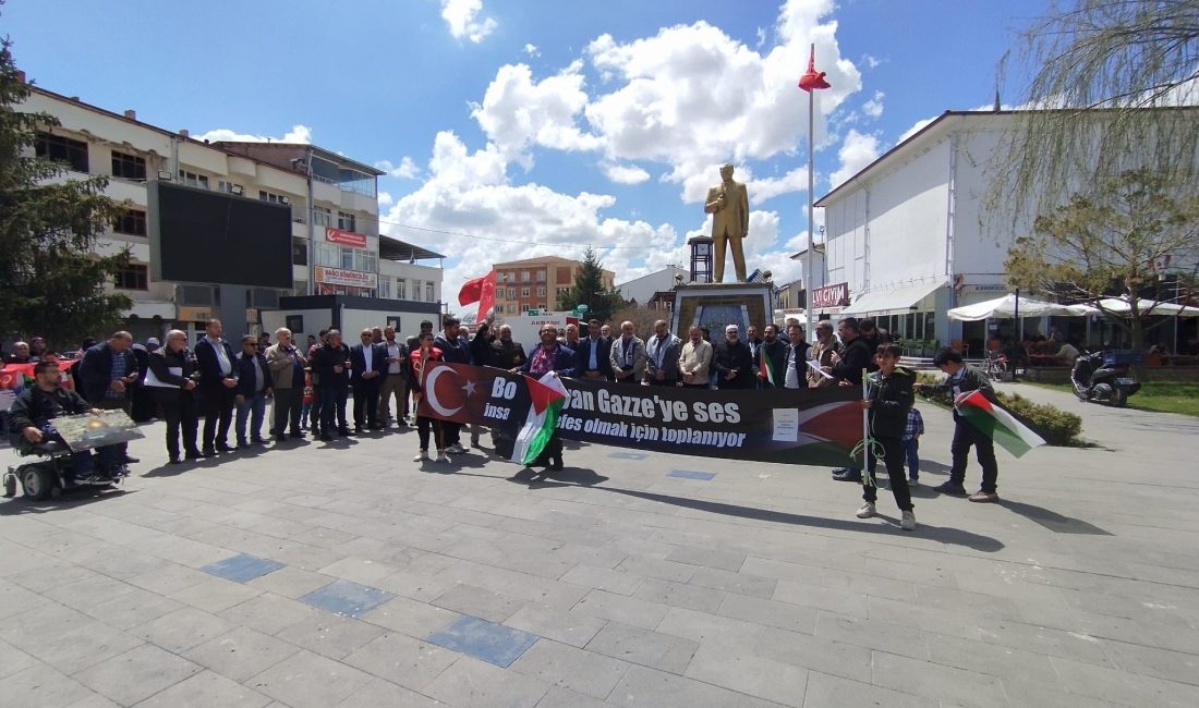 Boğazlıyan Gönüllüleri Platformu öncülüğünde düzenlenen yürüyüşte, yüzlerce kişi Filistin’e destek