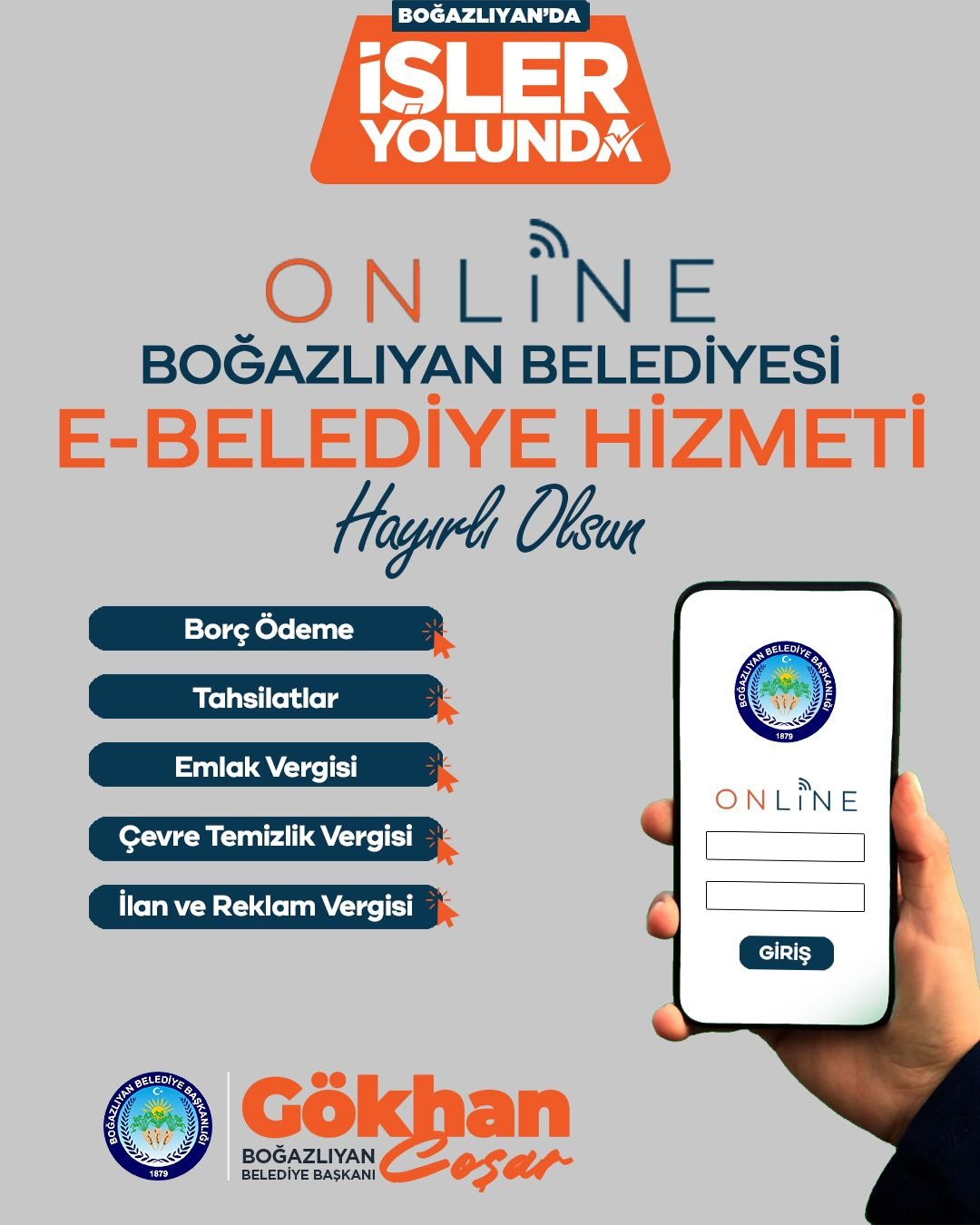 Boğazlıyan Belediyesi, E-Belediye uygulamasıyla vergi ödeme ve diğer belediye işlemlerini
