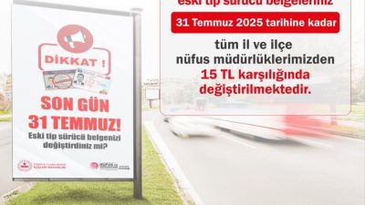 Yozgat Valiliği, eski tip sürücü belgelerinin değiştirilmesi için vatandaşları uyardı.