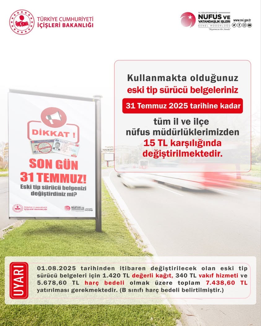 Yozgat Valiliği, eski tip sürücü belgelerinin değiştirilmesi için vatandaşları uyardı.