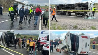 Yozgat’ın Akdağmadeni ilçesi Sazlıdere köyü mevkiinde, yağmur nedeniyle kayganlaşan yolda