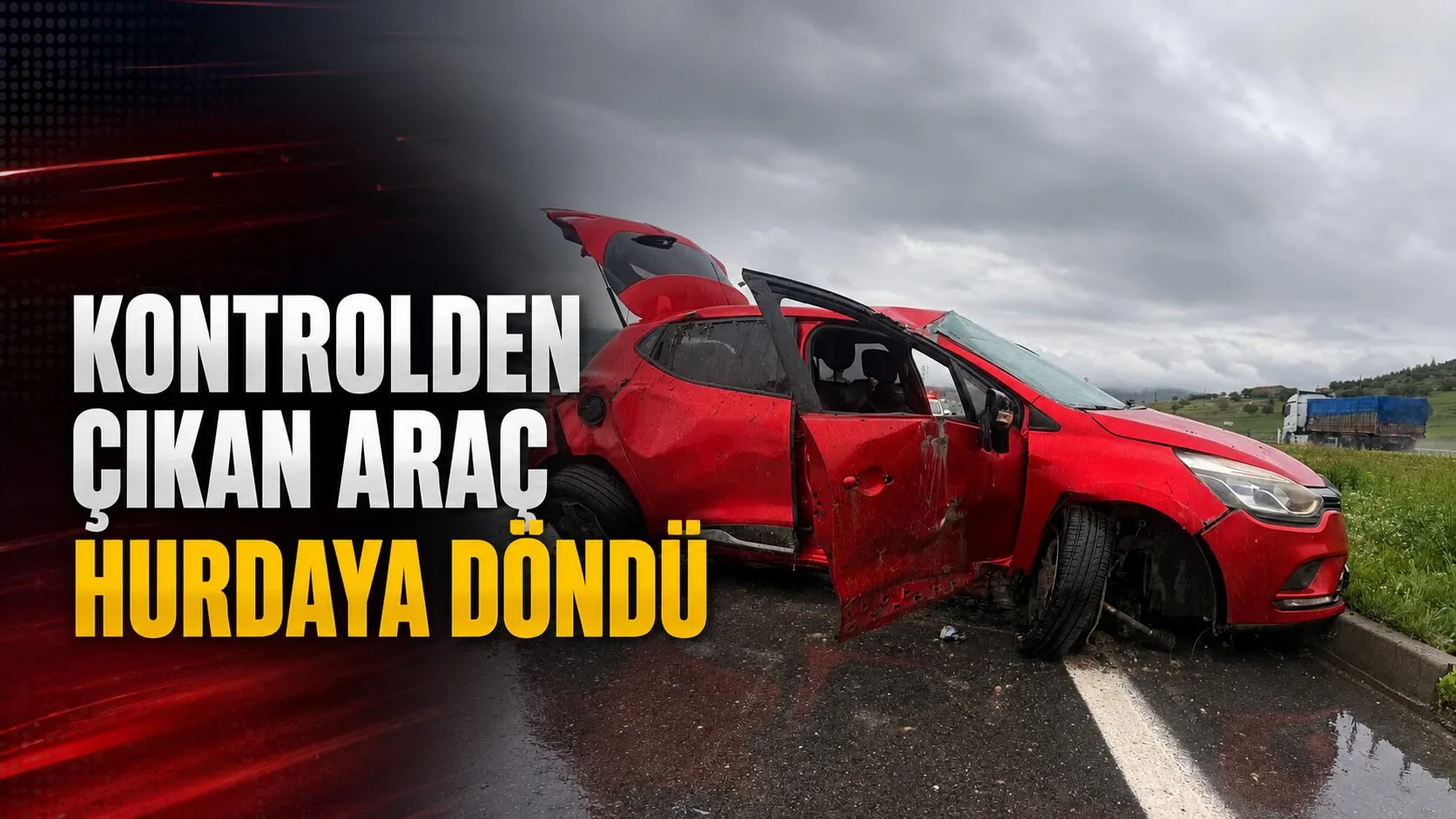 Afyonkarahisar'da bir otomobil, Bolvadin ilçesi yakınlarında refüje çıkarak kaza yaptı.
