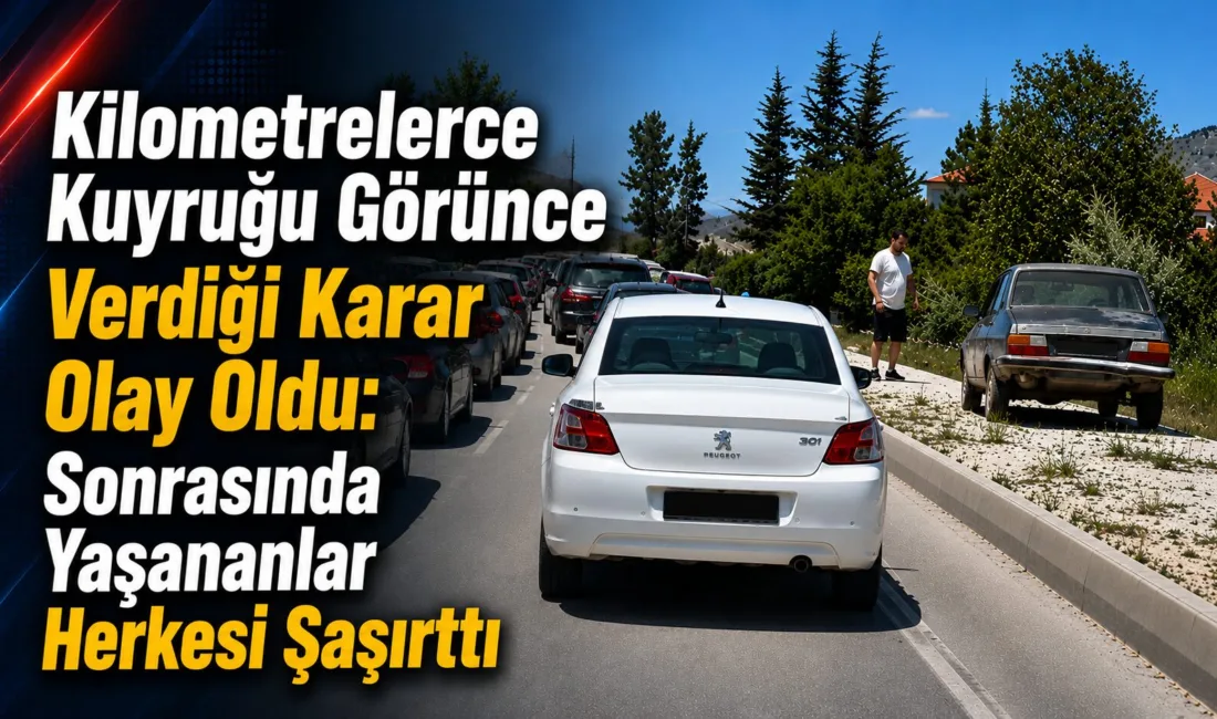 Bayram dönüşü yoğun trafikte ilerlemekte zorlanan bir sürücü, çözümü kaldırıma