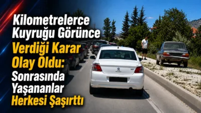 Bayram dönüşü yoğun trafikte ilerlemekte zorlanan bir sürücü, çözümü kaldırıma