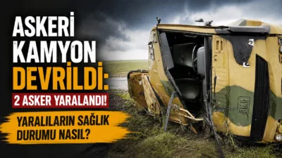 Meydana gelen trafik kazasında, askeri bir kamyonun devrilmesi sonucu iki