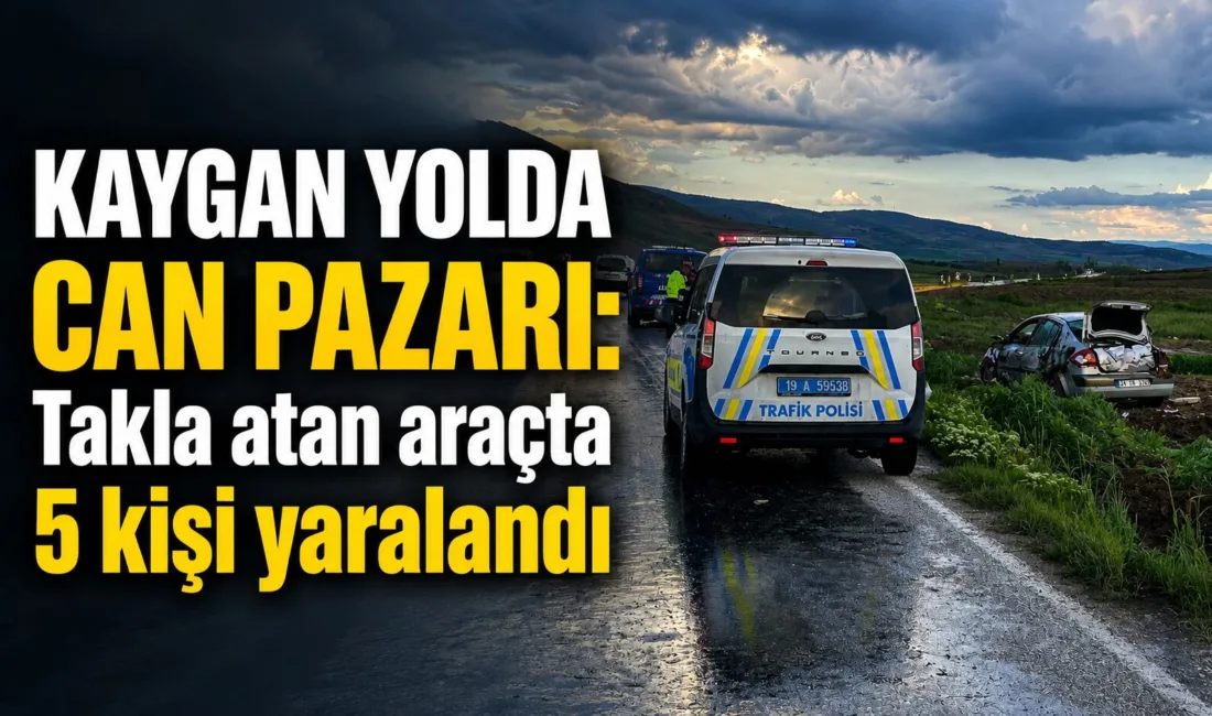 Kaygan yolda kontrolden çıkan otomobilin takla atması sonucu 5 kişi