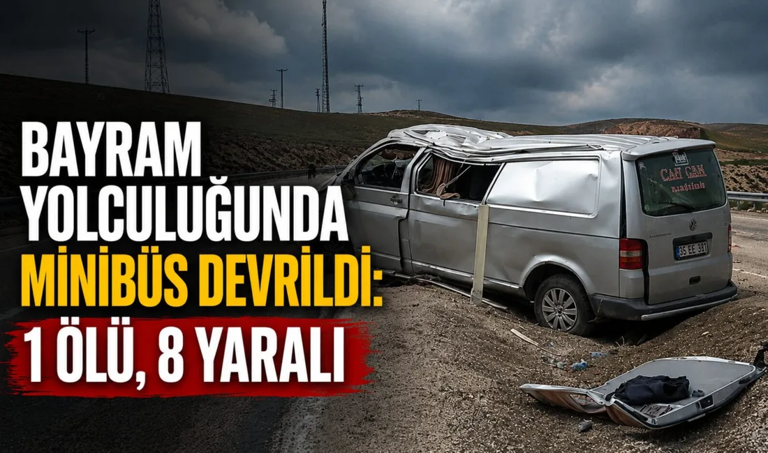 Bayram tatili için yola çıkan bir ailenin minibüsü devrildi. Kazada