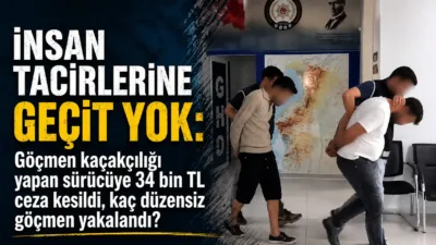 Düzenlenen operasyonda 5 kaçak göçmen yakalanırken, insan taciri sürücüye 34