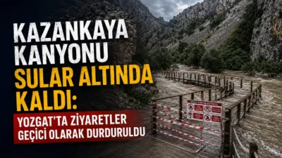 Yozgat’ın önemli doğal güzelliklerinden Kazankaya Kanyonu, Çekerek Irmağı’nda yükselen su