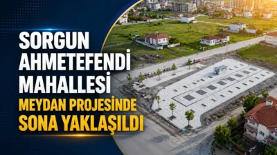 Sorgun Ahmetefendi Mahallesi’nde yapımı devam eden meydan projesinde çalışmalar büyük