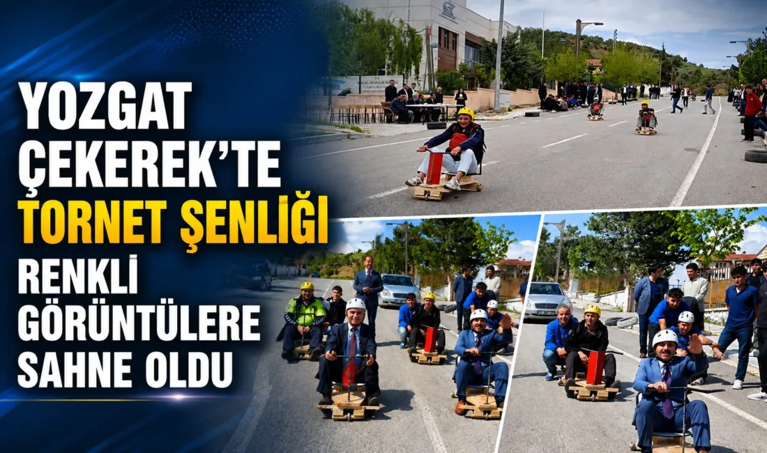 Yozgat’ın Çekerek ilçesinde düzenlenen Tornet Şenliği’nde öğrenciler, kendi hazırladıkları tahta