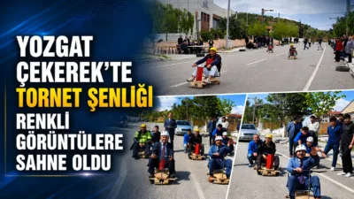 Yozgat’ın Çekerek ilçesinde düzenlenen Tornet Şenliği’nde öğrenciler, kendi hazırladıkları tahta