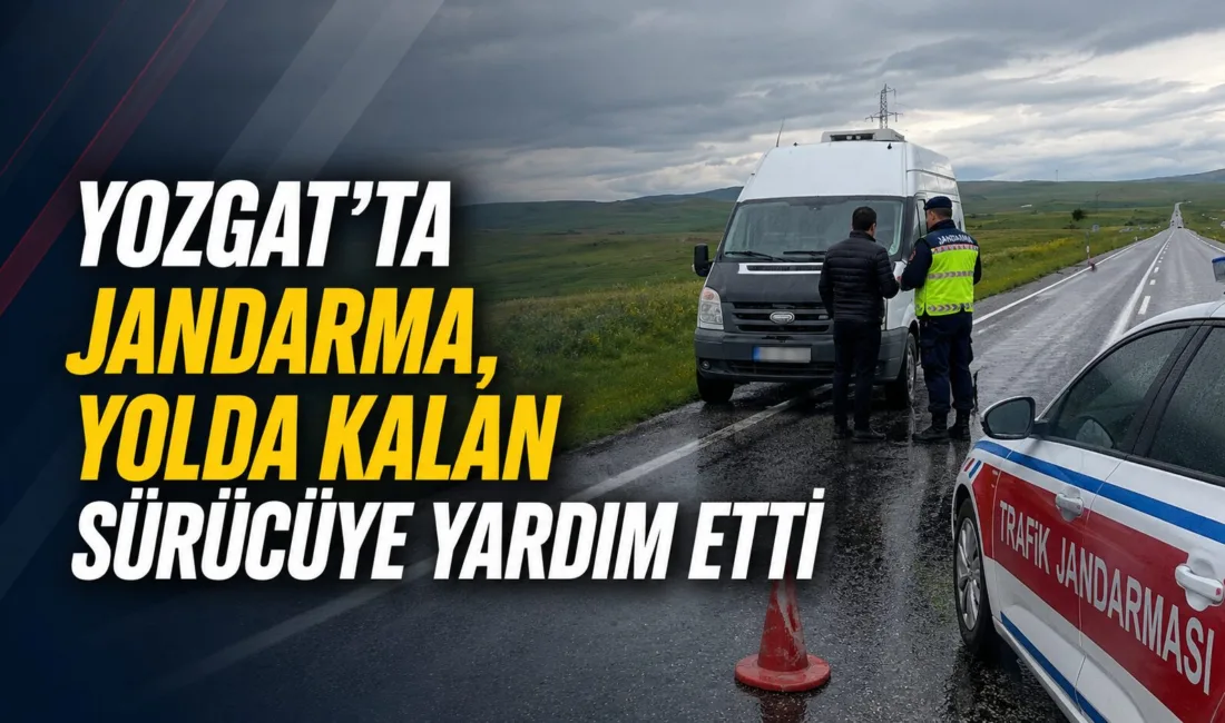 Yozgat'ta Boğazlıyan-Yozgat karayolunda lastiği patlayan bir sürücüye jandarma ekipleri müdahale