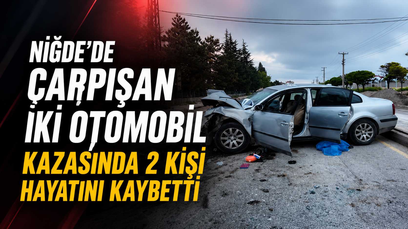 Niğde'de meydana gelen trafik kazasında iki otomobilin çarpışması sonucu 2