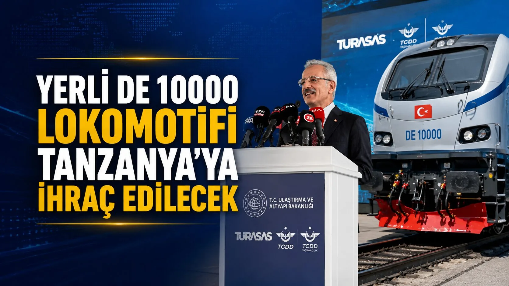 Ulaştırma Bakanı Abdulkadir Uraloğlu, Türkiye'nin ürettiği yerli lokomotif DE 10000'in