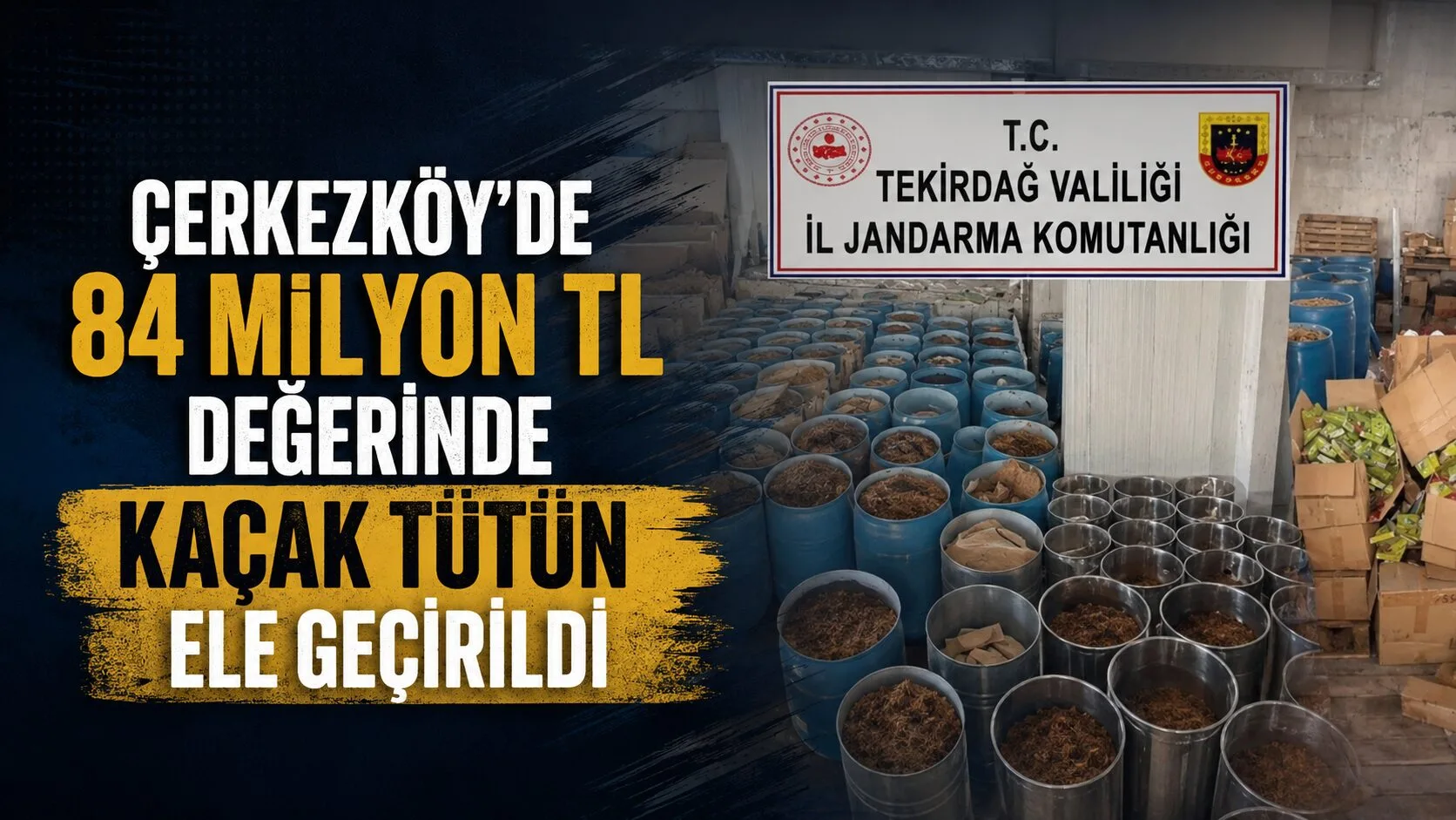 Çerkezköy'de Jandarma ekipleri, sanayi sitesindeki bir iş yerinde yapılan operasyonda