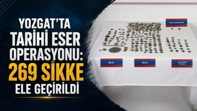 Yozgat'ın Yerköy ilçesinde gerçekleştirilen operasyonda, 269 sikke ve 49 tarihi